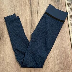 EUC Paris + Me Dark Blue Small Leopard Full Length Leggings